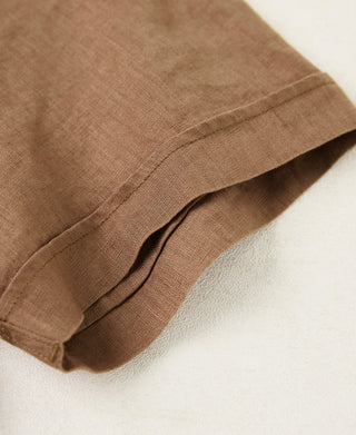 1950s Italian Collar Linen Shirt - Brown