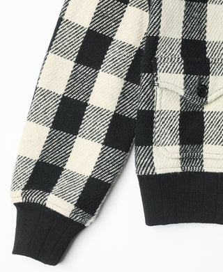 Lot 356 Buffalo Plaid Wool Ribbed Jacket - White/Black