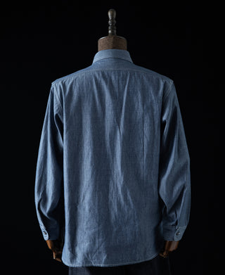 Lot 208 1930s Point Collar Work Shirt - Gray Blue