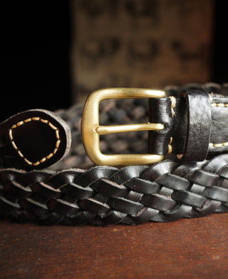 Braided Leather Belt - Black