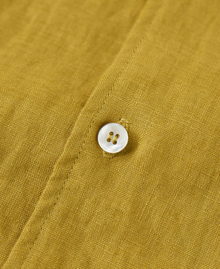 1950s Italian Collar Linen Shirt - Mustard