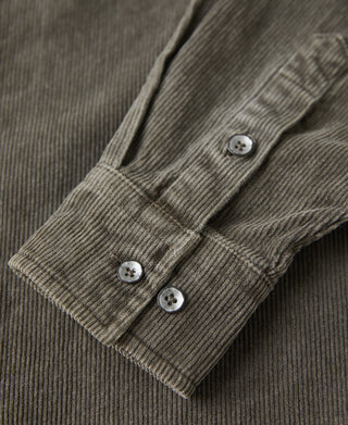 Regular Fit 11 Wale Corduroy Overshirt - Taupe