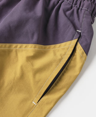 Two-Tone Beach Swim Trunks - Purple/Mustard