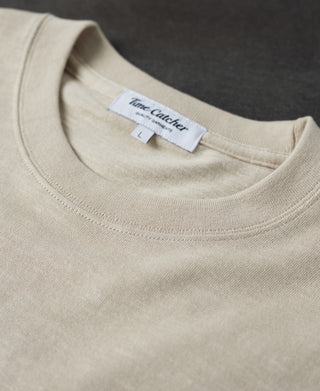 Classic Fit Loopwheel Slub Cotton T-Shirt - Oatmeal