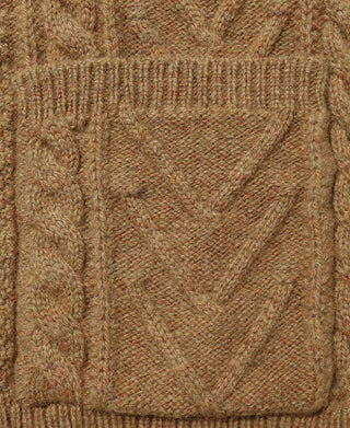 Cable Knit Round Collar Cardigan - Ginger