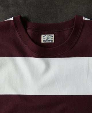 Lot 104 Heavyweight Wide Border T-Shirt - Burgundy/White