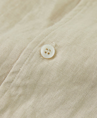 1950s Italian Collar Linen Shirt - Apricot