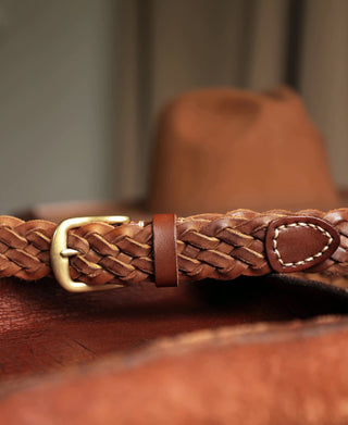 Braided Leather Belt - Brown