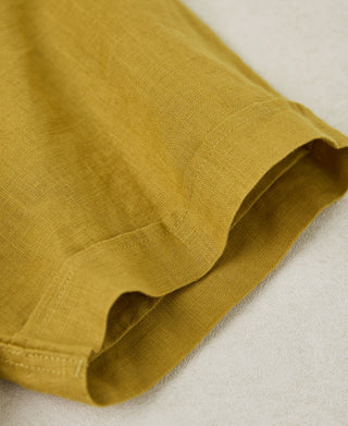 1950s Italian Collar Linen Shirt - Mustard