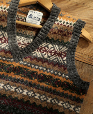 Fair Isle Wool V-Neck Sweater Vest