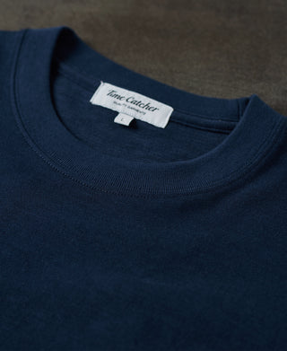 Classic Fit Loopwheel Slub Cotton T-Shirt - Navy