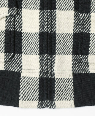 Lot 356 Buffalo Plaid Wool Ribbed Jacket - White/Black