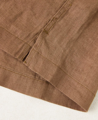 1950s Italian Collar Linen Shirt - Brown