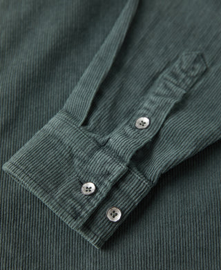 Regular Fit 11 Wale Corduroy Overshirt - Dark Green