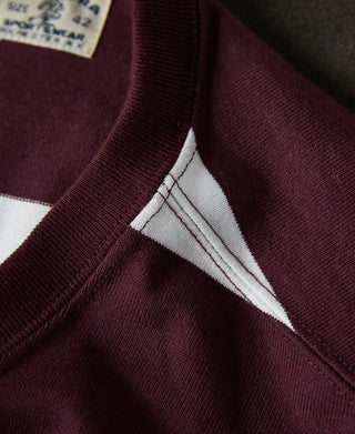 Lot 104 Heavyweight Wide Border T-Shirt - Burgundy/White