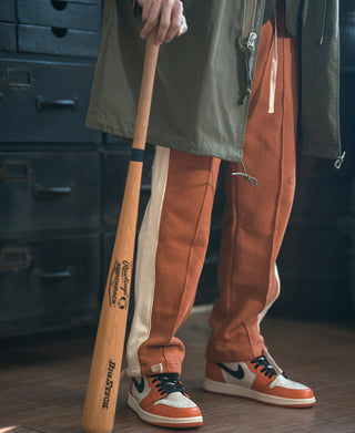 Classic Straight-Leg Striped Logo-Embroidered Cotton-Terry Sweatpants - Orange