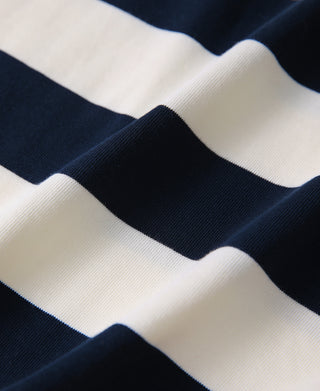 Heavyweight Cotton Wide Striped T-Shirt - Blue/Apricot