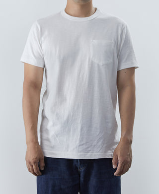 7.4 oz Slub Cotton Loopwheel Tubular Pocket T-Shirt - White