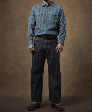 Slim Fit Wabash Striped Indigo Western Shirt