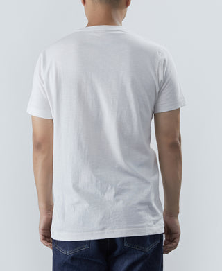 7.4 oz Slub Cotton Loopwheel Tubular Pocket T-Shirt - White