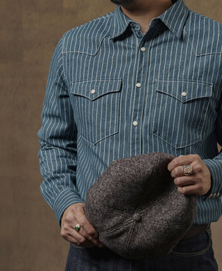 Slim Fit Wabash Striped Indigo Western Shirt