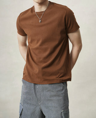 Slim Fit Crew Neck T-Shirt - Rust Red