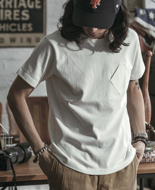 1930s Slanted Pocket Tubular T-Shirt - White