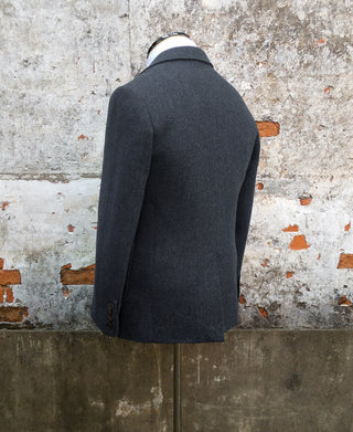 Blue-Gray Herringbone Tweed Suit Jacket