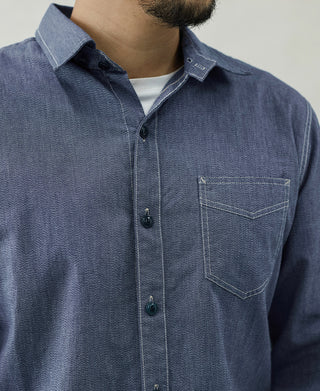 1930s Jaspé Workshirt - Grayish Blue