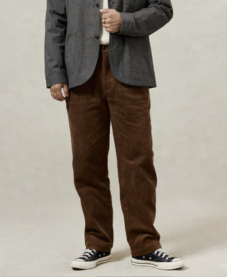 Straight-Leg Double-Pleated Cotton-Corduroy Trousers - Brown