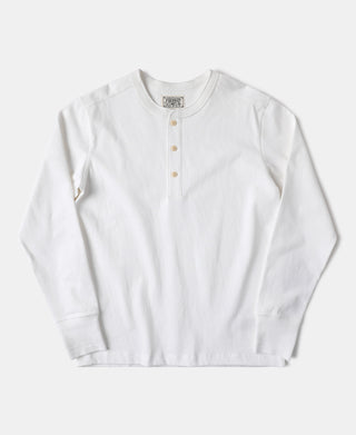 Vintage Long Sleeve Henley Shirt - White