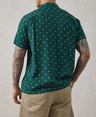 Lot 220 Dotted Open Collar Shirt - Dark Green