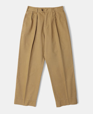 1930s IVY Style Double Pleated Chino Trousers - Yellow