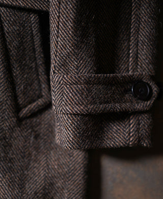 1920s Brown Herringbone Tweed Balmacaan Coat