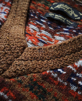 Shetland Wool Fair Isle Sweater Vest - Camel