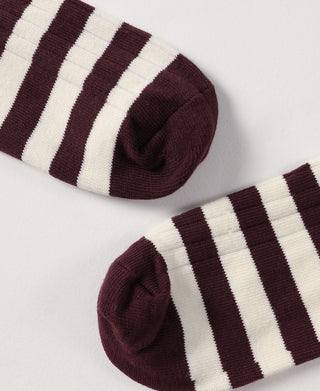 Retro Striped Cotton Socks - Red/White