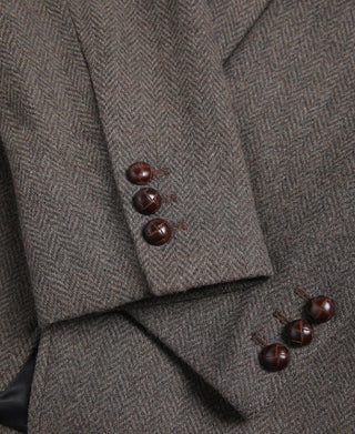 Brown Herringbone Tweed Blazer