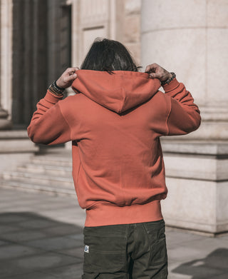 17.5 oz Terry Cloth Zip-Up Hoodie - Brick Red