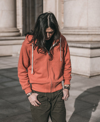 17.5 oz Terry Cloth Zip-Up Hoodie - Brick Red