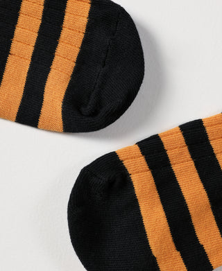 Retro Striped Cotton Socks - Black/Orange