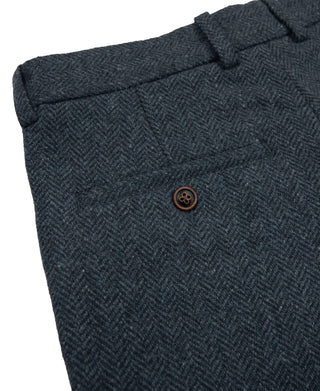 1930s American Style Herringbone Navy Tweed Trousers