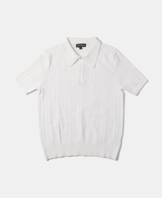 Retro Knitted Jacquard Polo Shirt - White