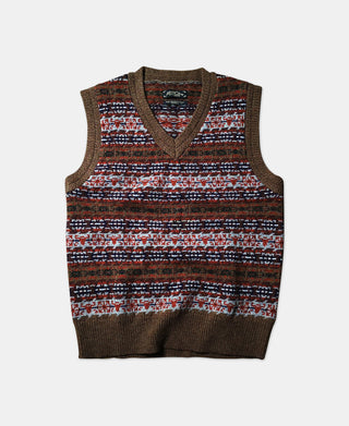 Shetland Wool Fair Isle Sweater Vest - Camel