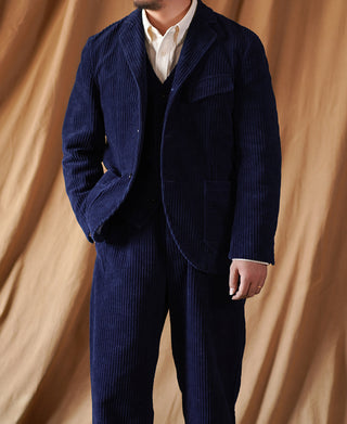 1920s French Indigo Corduroy Suit Jacket