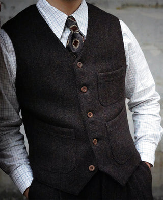 Chocolate Brown Tweed Hunting Vest