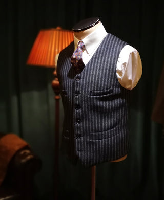 Black & White Striped Tweed Vest