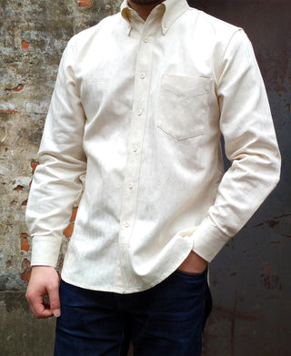 White Cotton-Linen Button-Down Shirt