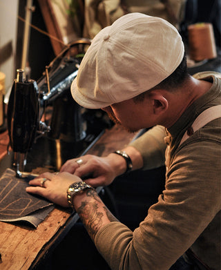 Beige Herringbone Newsboy Cap