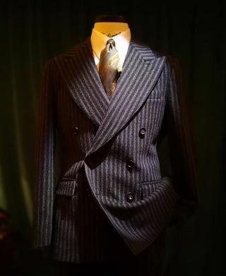 Peak Lapel Double Breasted Tweed Suit Jacket