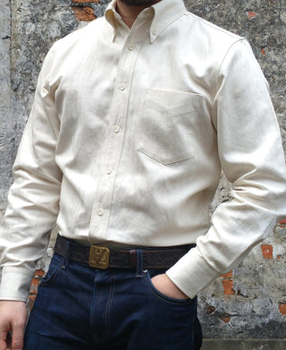 White Cotton-Linen Button-Down Shirt